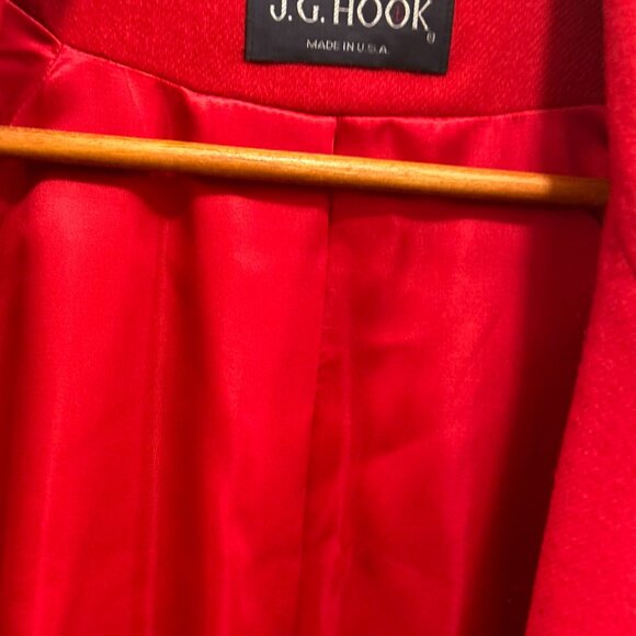 RED 100% Wool JG Hook Size 14 Vintage Dress Coat - Picture 7 of 8